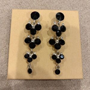 Chic Black and Silver Cluster Earrings